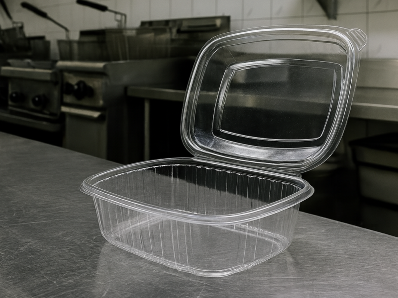 علبه شفاف بيور مفصلي 750 مستطيل 200 قطعه